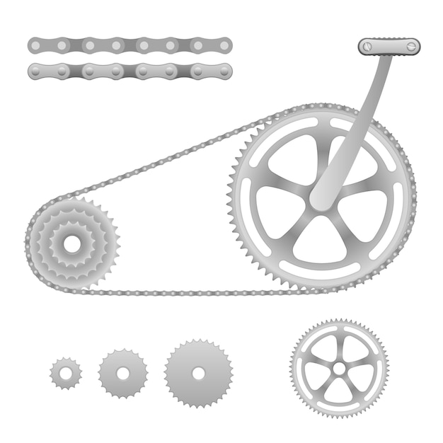 Vector gratuito ilustración de bicicleta de transmisión de cadena con pedal