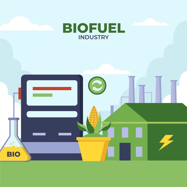 Ilustración de biocombustible de diseño plano