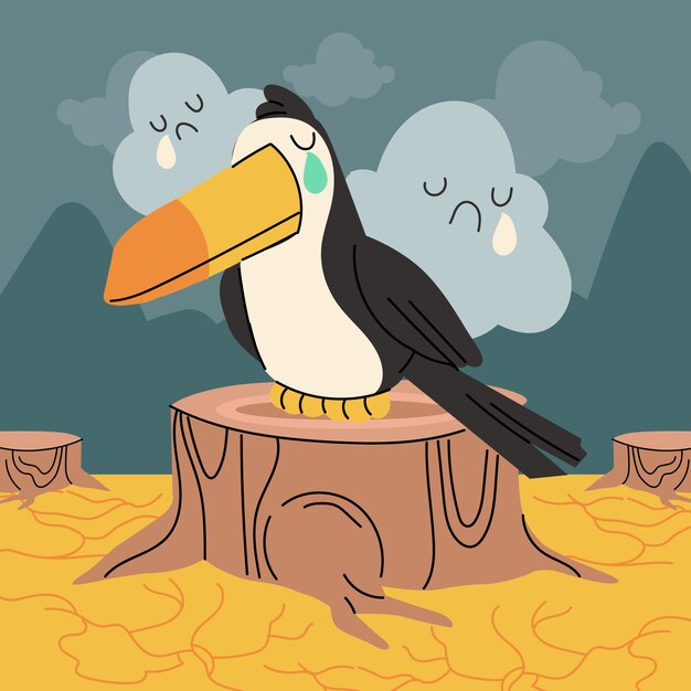 Ilustración de biodiversidad dibujada a mano