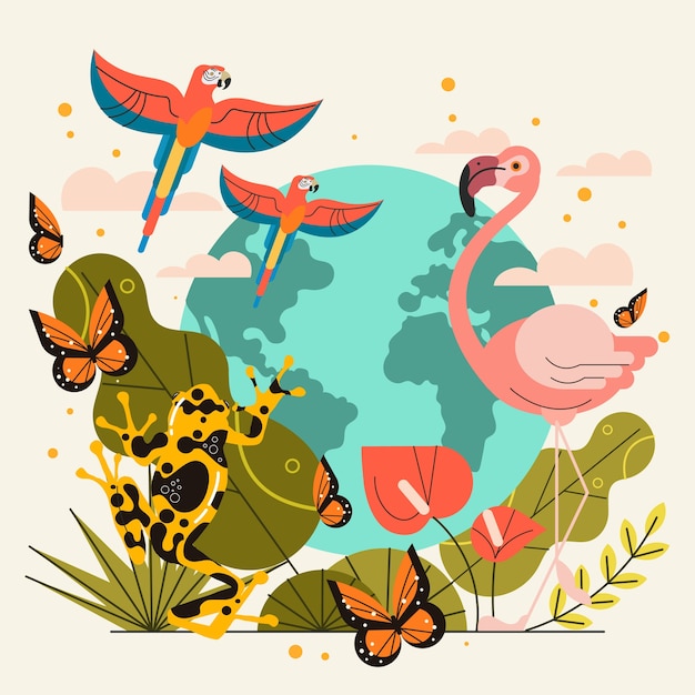 Vector gratuito ilustración de biodiversidad dibujada a mano