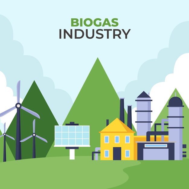 Ilustración de biogás de diseño plano