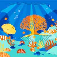 Vector gratuito ilustración de blanqueo de coral dibujada a mano