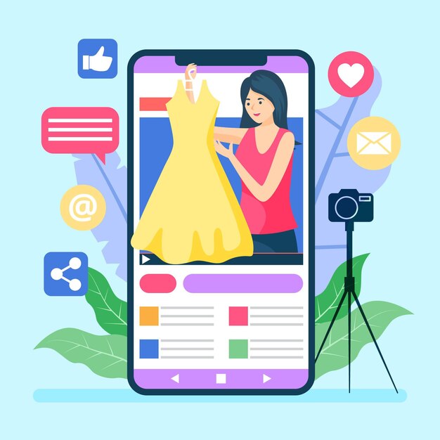 Ilustración de blogger haciendo reseña