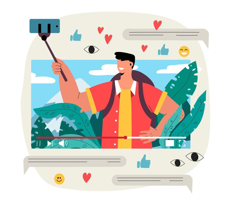 Vector gratuito ilustración de blogging de video influyente