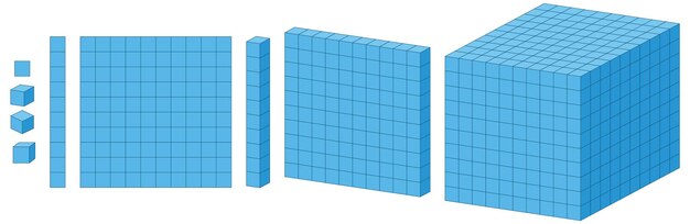 Ilustración de bloques y cubos matemáticos