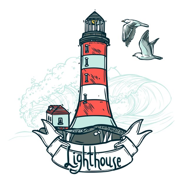 Ilustración de boceto del faro