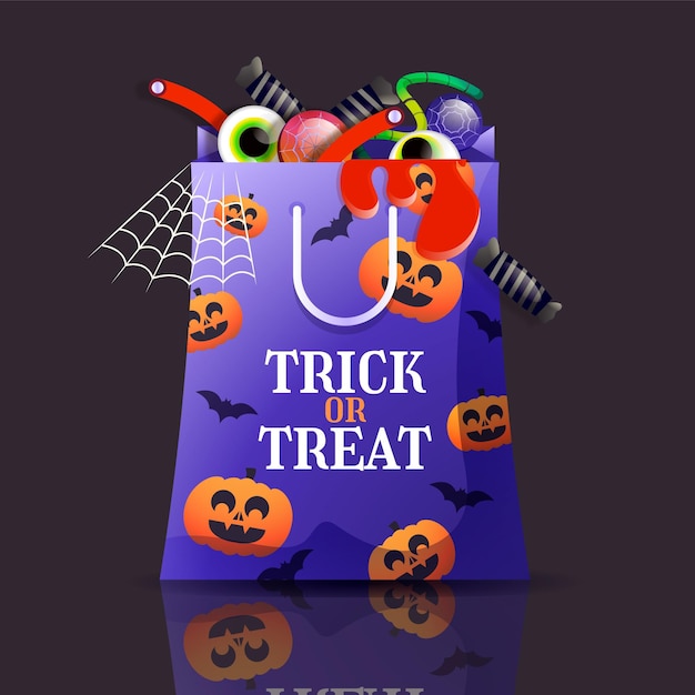 Vector gratuito ilustración de bolsa de halloween degradado