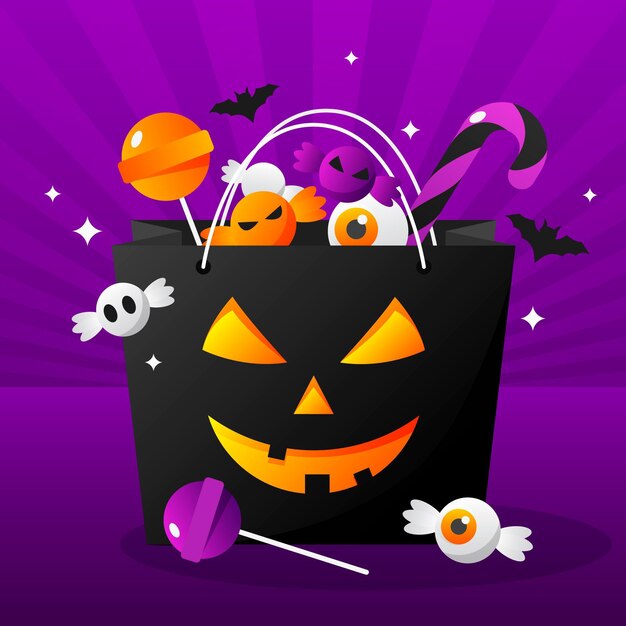 Ilustración de bolsa de halloween degradado