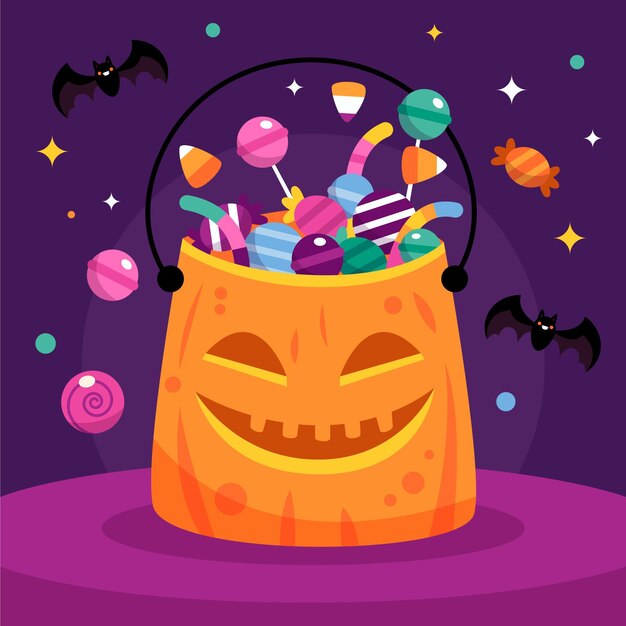 Ilustración de bolsa de halloween plana