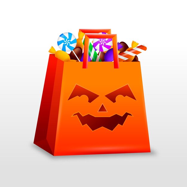 Ilustración de bolsa de halloween realista