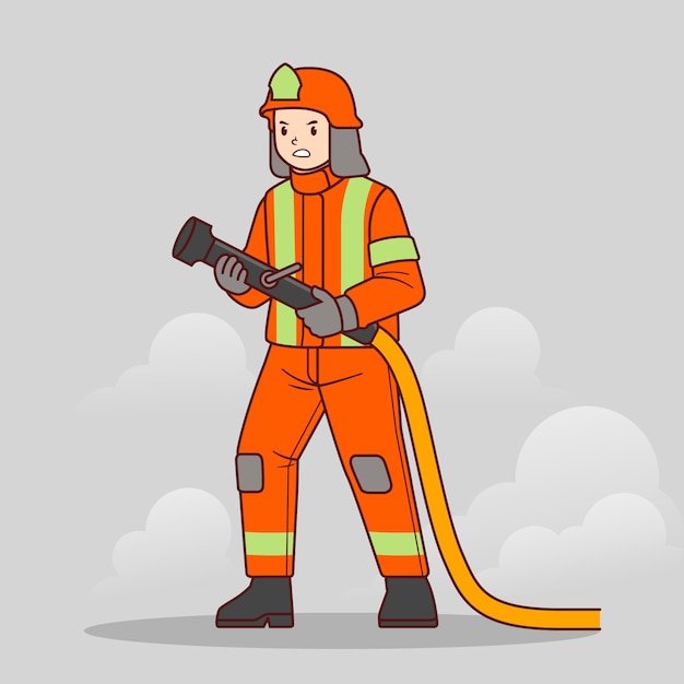 Ilustración de bombero de dibujos animados dibujados a mano