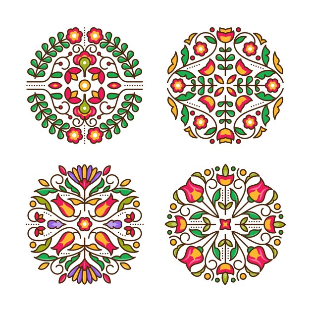 Ilustración de bordado mexicano dibujado a mano