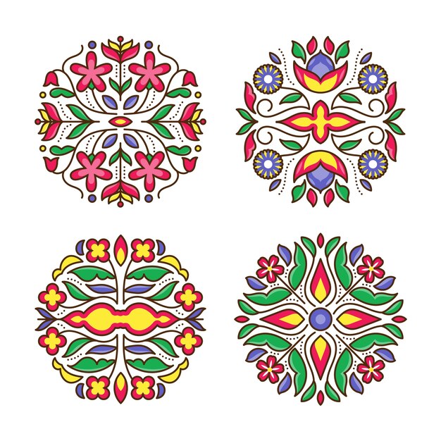 Ilustración de bordado mexicano dibujado a mano