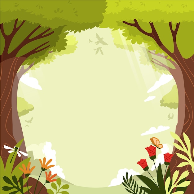 Vector gratuito ilustración de bosque encantado de diseño plano dibujado a mano