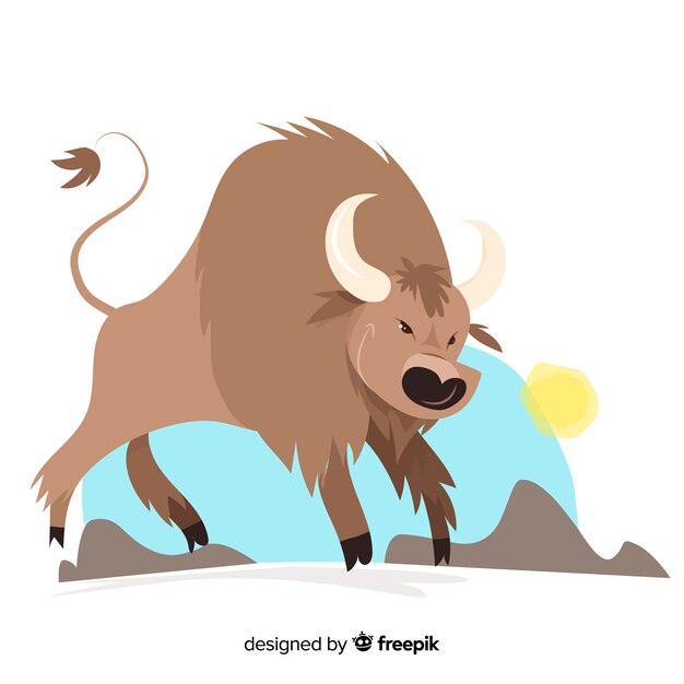 Ilustración de búfalo furioso de vida silvestre