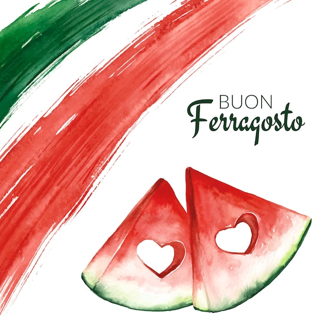 Vector gratuito ilustración de buon ferragosto de acuarela pintada a mano