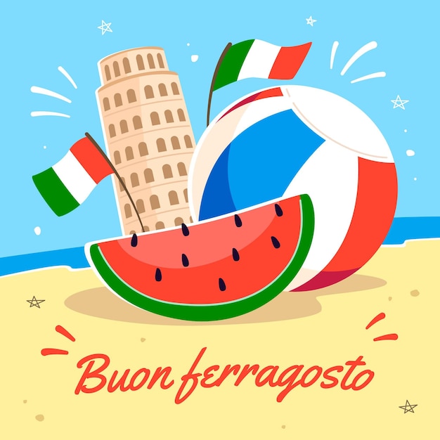 Vector gratuito ilustración de buon ferragosto