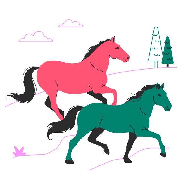 Ilustración de un caballo corriendo