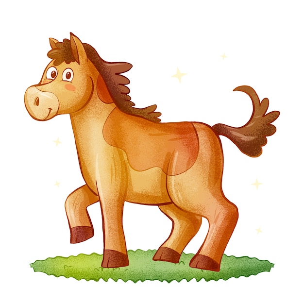 Ilustración de caballo de dibujos animados dibujados a mano