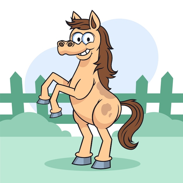 Ilustración de caballos de dibujos animados dibujados a mano