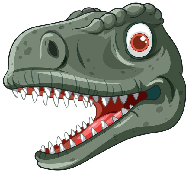 Ilustración de la cabeza de un dinosaurio de dibujos animados