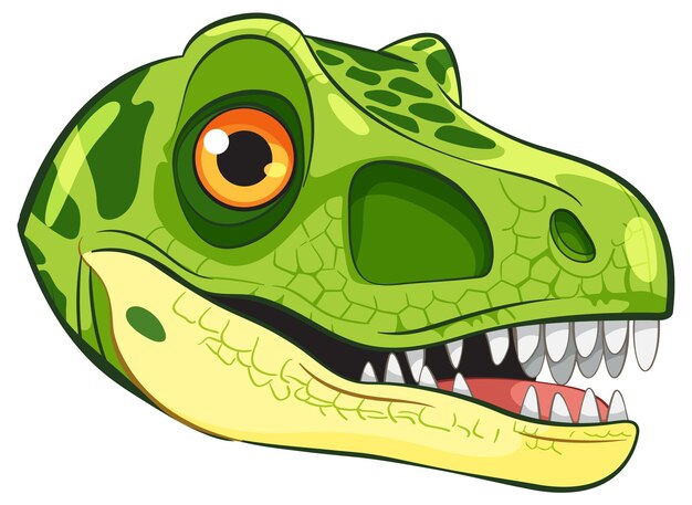 Ilustración de la cabeza de un dinosaurio verde