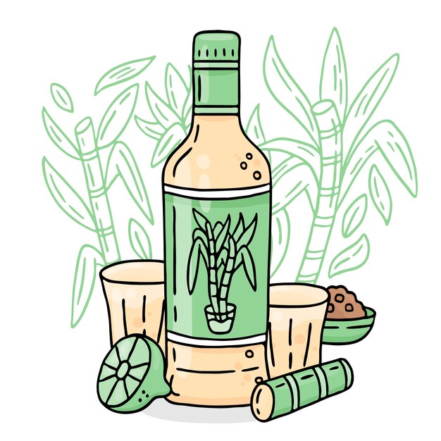 Ilustración de cachaça en estilo dibujado a mano