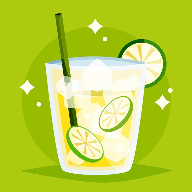 Ilustración de cachaça refrescante de diseño plano