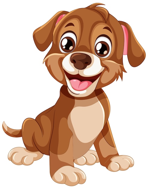 Ilustración de un cachorro de dibujos animados feliz