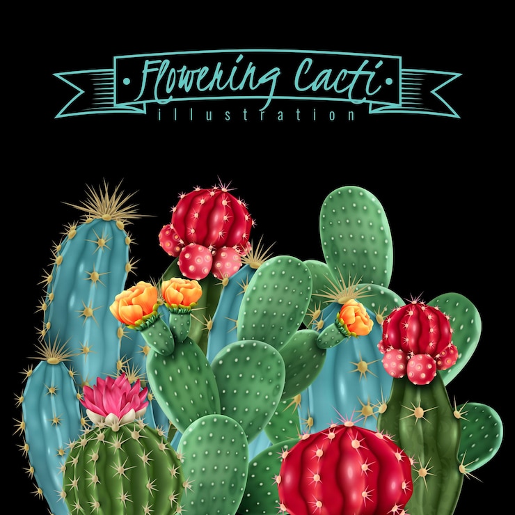 Vector gratuito ilustración de cactus en flor en estilo acuarela