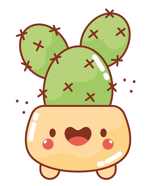 Ilustración de cactus en maceta de kawaii