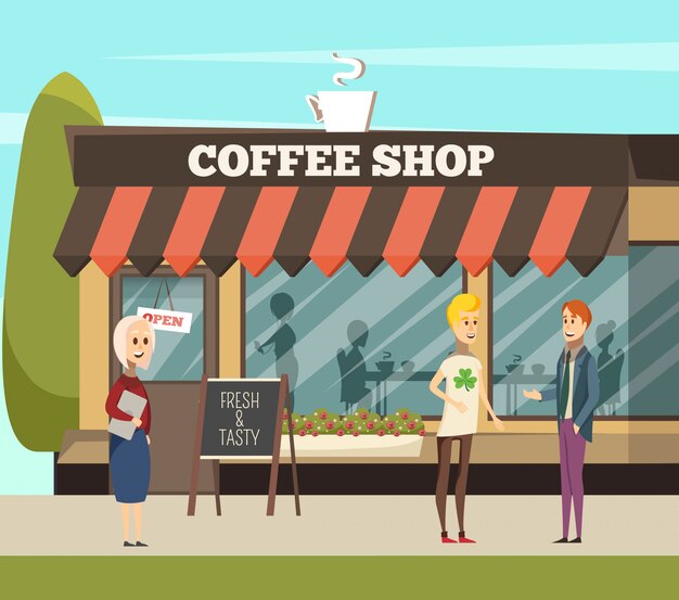 Ilustración de cafetería