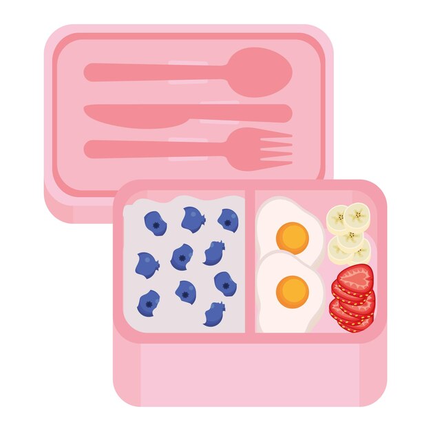 Ilustración de la caja de almuerzo rosa