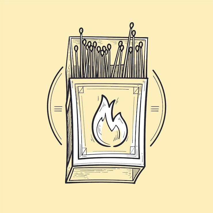 Vector gratuito ilustración de caja de cerillas dibujada a mano