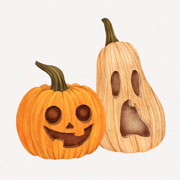 Vector gratuito ilustración de calabaza de halloween en acuarela