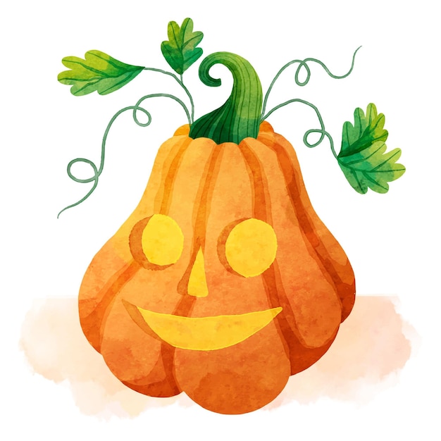 Ilustración de calabaza de halloween en acuarela