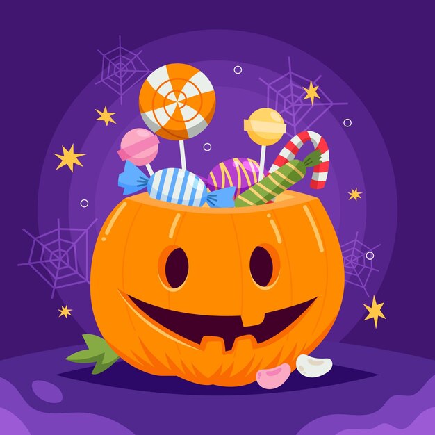 Ilustración de calabaza de halloween plana