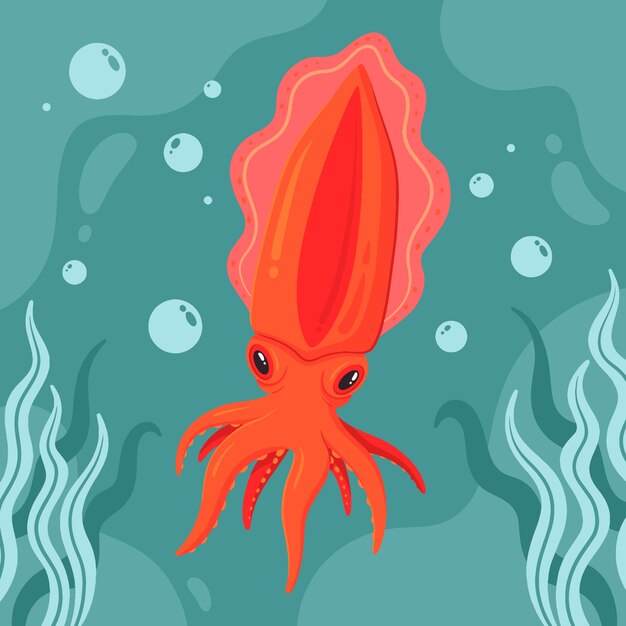 Ilustración de calamar dibujado a mano
