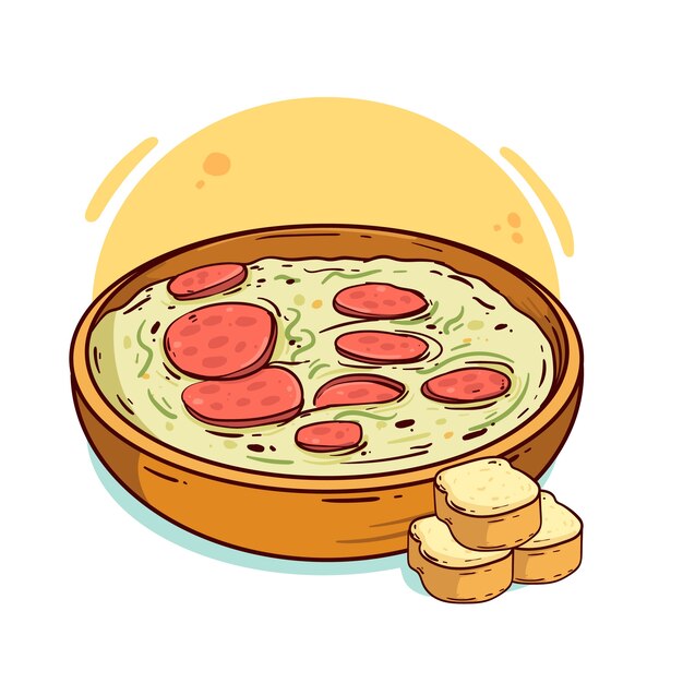 Ilustración de caldo verde dibujado a mano