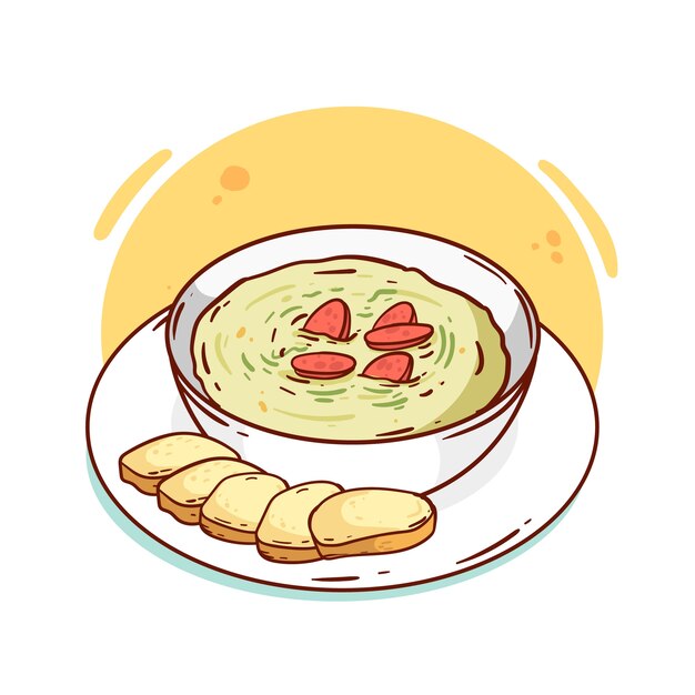 Ilustración de caldo verde dibujado a mano