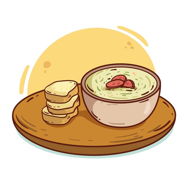 Ilustración de caldo verde dibujado a mano