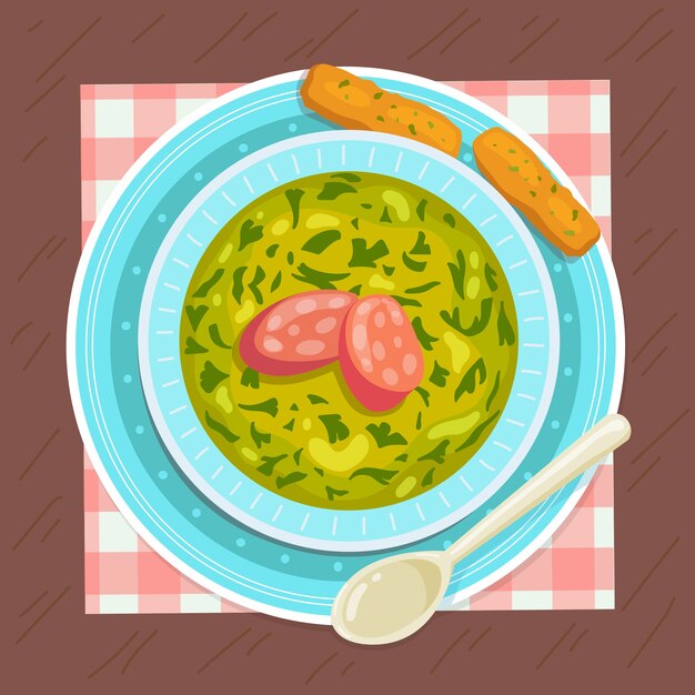 Ilustración de caldo verde dibujado a mano