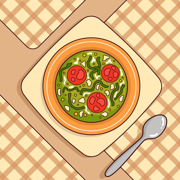 Ilustración de caldo verde dibujado a mano