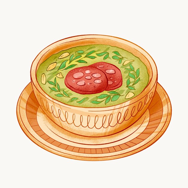 Ilustración de caldo verde de diseño plano