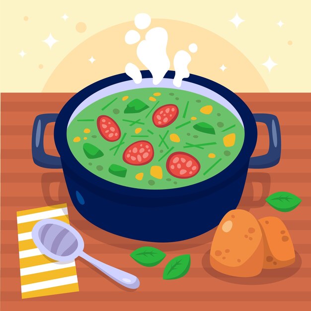 Ilustración de caldo verde de diseño plano