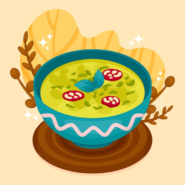 Ilustración de caldo verde de diseño plano