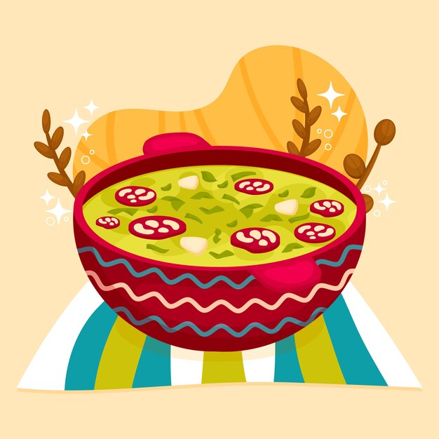 Ilustración de caldo verde de diseño plano