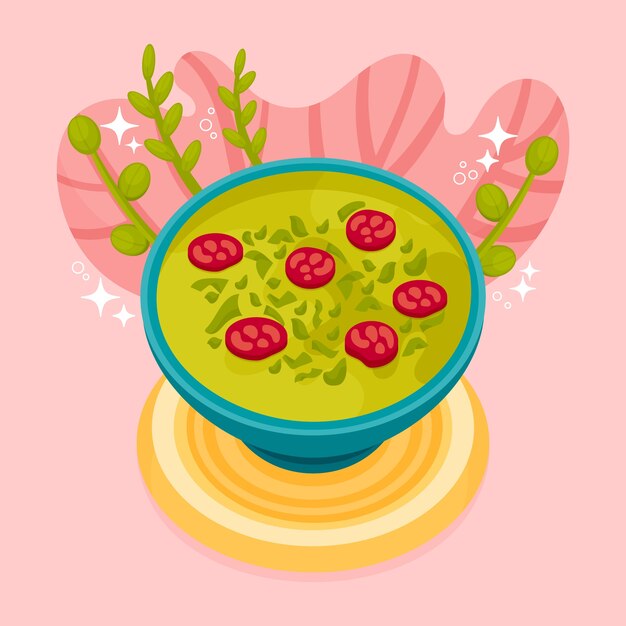Ilustración de caldo verde de diseño plano