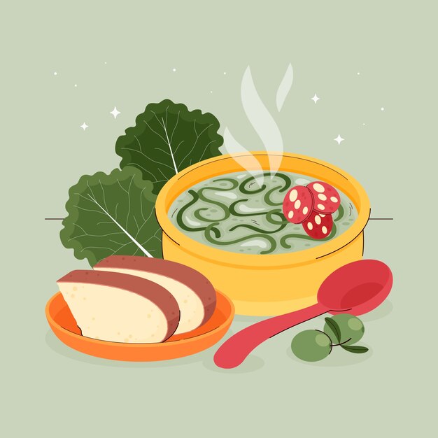 Ilustración de caldo verde de diseño plano