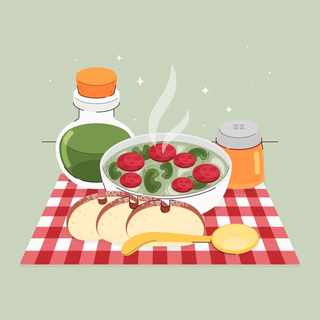 Ilustración de caldo verde de diseño plano